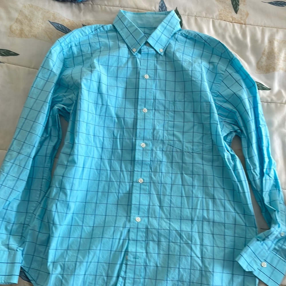 Izod aqua blue button down shirt size large
